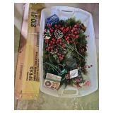 Wreath, Christmas Lights, Box of Assorted table Covers various colors