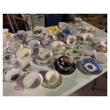 Teacups, hand painted plates