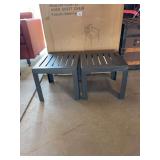 Two patio resin end tables-new