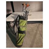 Older Golf Clubs in Bag, Baseball Bat