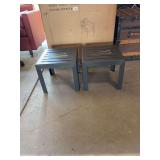Two patio resin end tables-new