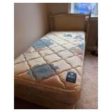 Twin mattress, box, headboard and frame. This item is from a Pet friendly home