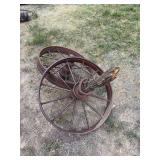 Two metal wheels