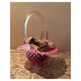 Fenton cranberry opalescent hobnail basket