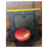 Alltrade rolling shop stool and 2 plastic folding saw horses