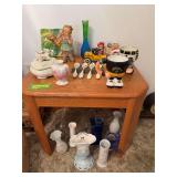 Vases, Hawkeye mugs, porcelain spoons, figurines, etc NO TABLE