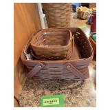Longaberger double handle pie basket and another basket w liner
