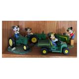 Four JD tractors w Mickey Mouse farmer
