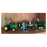 Four JD tractors w Mickey Mouse farmer