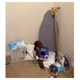 Tabletop ironing board, iron, cool list humidifier, walking stick, etc