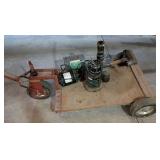 3 wheel rolling cart, sump pump, and 1/4 hp split phase motor