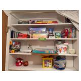 Puzzles, games, VHS tapes, Duplo blocks, Hot Wheels style cars, etc