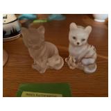 Two Fenton cats, including hand painted and signed