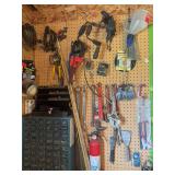 Tools on north west wall on pegboard