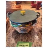 Longaberger basket w protector and liner, JD medallion