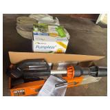 Worx battery operated blower and FloMaster battery powered sprayer, batteries and chargers for both