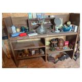 Smoking paraphernalia, oil lamp, corner shelf