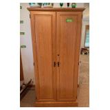 Modern cabinet w double doors, two pull out trays and pull out file 24D x 32L x 64H NO CONTENTS!!