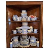 White Rose carv-kraft by Harker Cameoware dishes in blue Pieces listed in photos, accurate to our knowledge