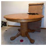 48” round oak claw foot pedestal dining table w 24” leaf