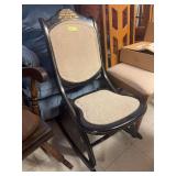 Folding black wood rocking chair