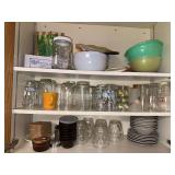 Drinking glasses, plates, bowls, Tupperware, etc