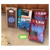 4 boxes blue LED C6 Christmas light sets, appear new