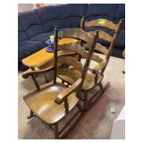2 heavy wood rocking chairs
