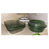 Two pieces Corning Ware and other glass casseroles