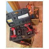 Craftsman 15.6V drill and flashlight and box full of tools