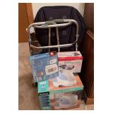 Two walkers, chair massager, wireless projection thermometer, humidifier and bp machine