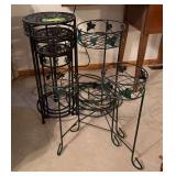 Stacking round metal plant stands and plant stand