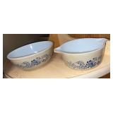 Pyrex “Homestead” pattern mixing bowl No. 404 and matching Cinderella casserole (no lid) No. 475-B