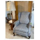 Reclining wing back chair and magazine lamp side table