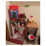 Several animated Christmas figurines
