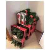 (4) Trim A Home 9’ prelit garlands, (4) end to end pearl lites and (6) 18’ indoor/outdoor garlands, all appear new