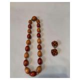 Hong Kong marked earrings, wood beads