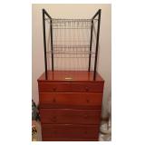 Small 5 drawer dresser and metal rack
