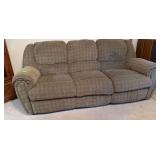 Action Industries 7’ long double recline sofa, matches recliner in following lot