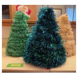 Three lighted tinsel trees, approx 1.5’ tall