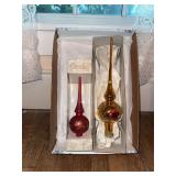Two glass Christmas tree toppers Red one made in Germany, other made in Czech Republic