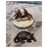 Armadillo ashtray and belt buckle