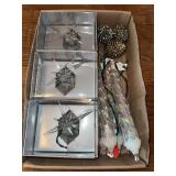 Dept 56 ornaments and three silver pinecones