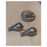 Western Germany scarf holder, Mexico 925 earrings