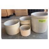 4 small stoneware crocks