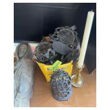 Cast iron string holder and lamp brackets
