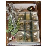 Hand blown glass bulbs and leafy pieces
