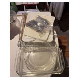 Cutting boards, flatware, Pyrex bakeware