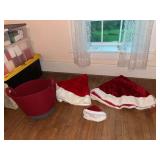 Three tree skirts-small medium and large and a basket to carry them home in