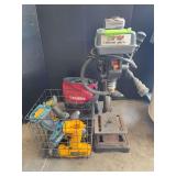 Central Machinery tabletop drill press, drills and impact driver NO BATTERIES